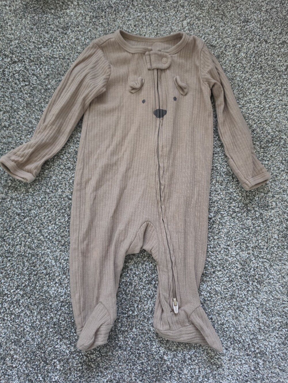 Carter's Green Plaid & Beige Bear Footed One-Piece Set - Picture 5 of 7